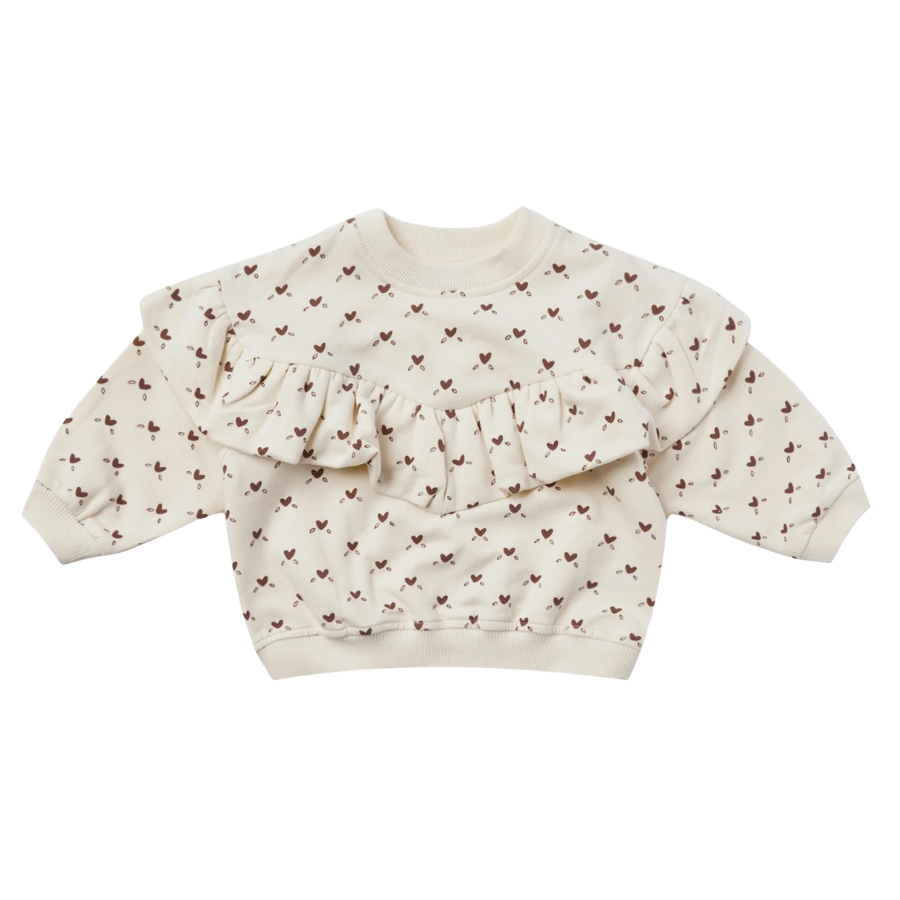Quincy Mae Ruffle Fleece Sweatshirt - Hearts