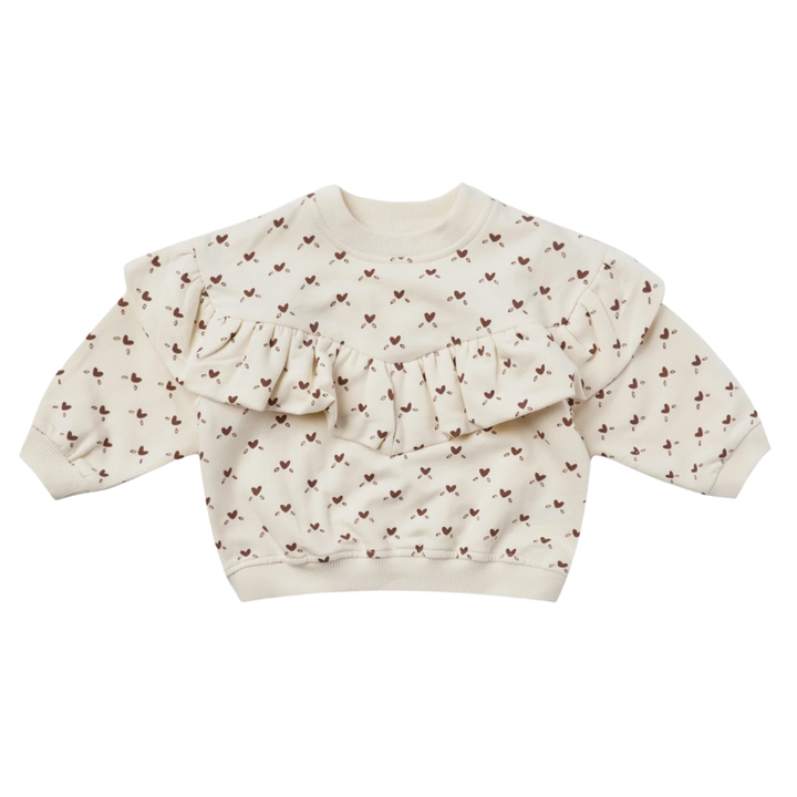 Quincy Mae Ruffle Fleece Sweatshirt - Hearts