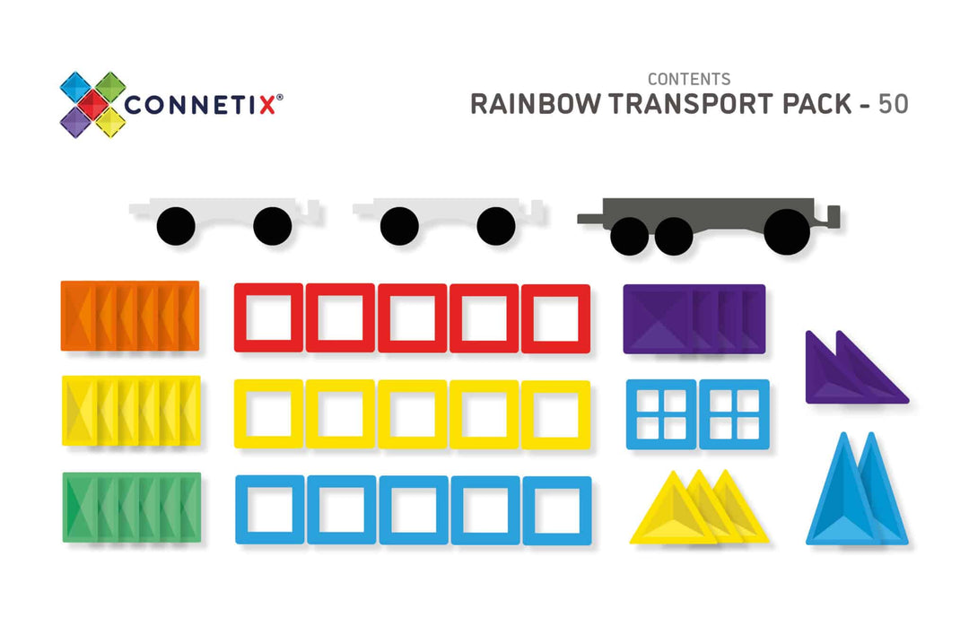 Connetix Tiles - 50 Piece Transport Pack | Rainbow