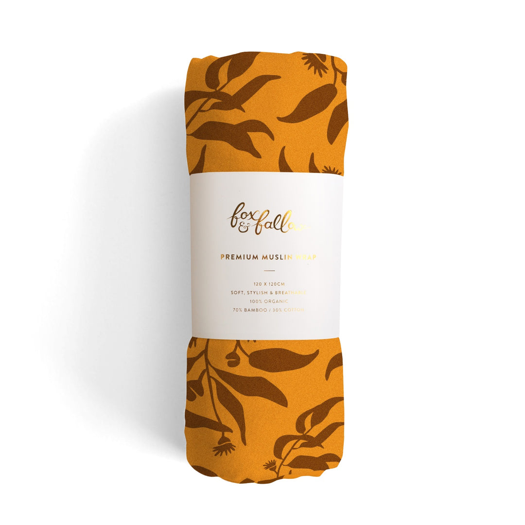 Fox & Fallow Organic Muslin Wrap - Rust Eucalyptus