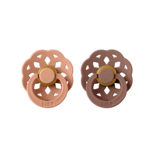 BIBS Boheme Pacifier 2 Pack - Peach/Woodchuck