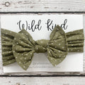 Mabel Dotty Wide Bow Headband - Olive