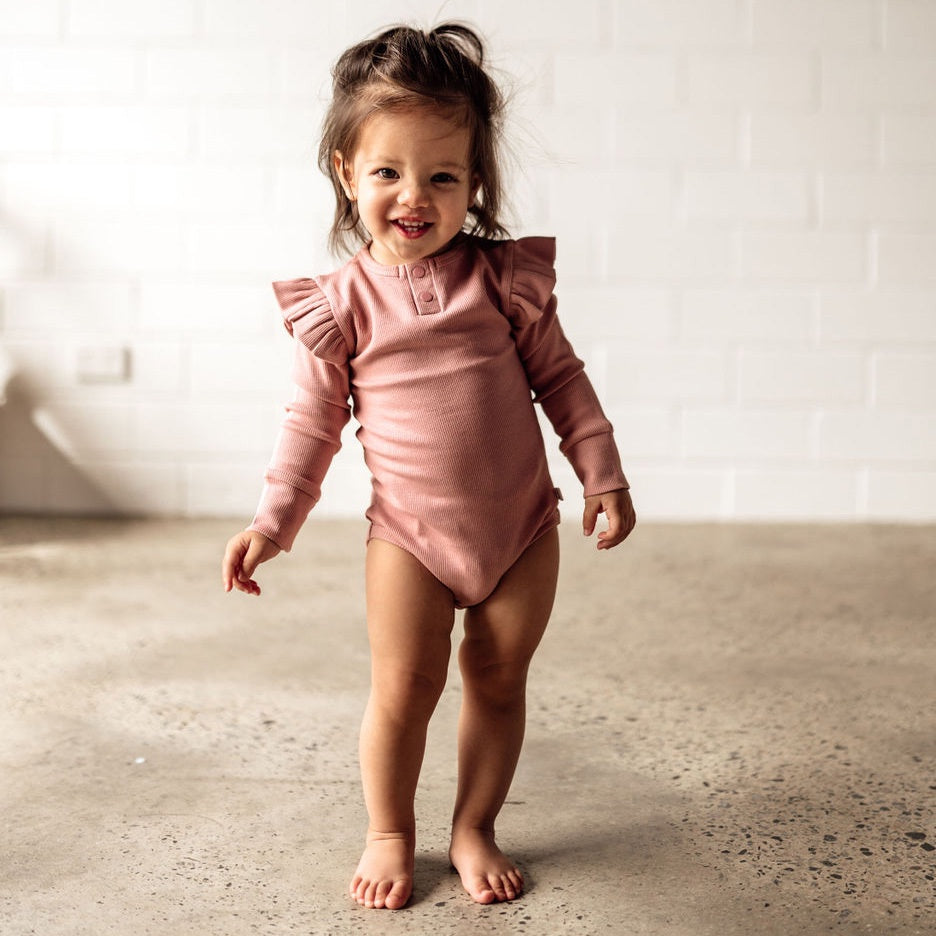 Snuggle Hunny Kids Long Sleeve Bodysuit - Rose