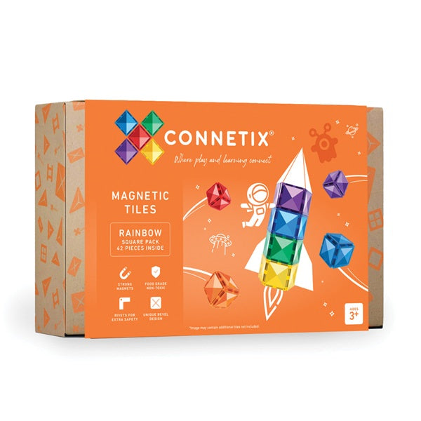 Connetix Tiles - 42 Piece Square Pack | Rainbow