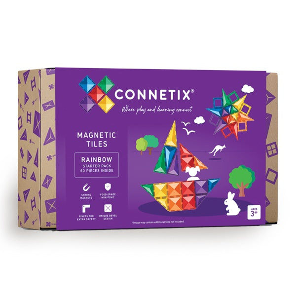 Connetix Tiles - 60 Piece Starter Pack | Rainbow