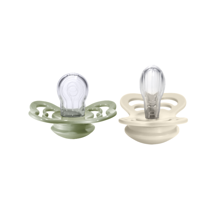 BIBS Supreme Silicone Pacifier 2 Pack - Ivory/Sage