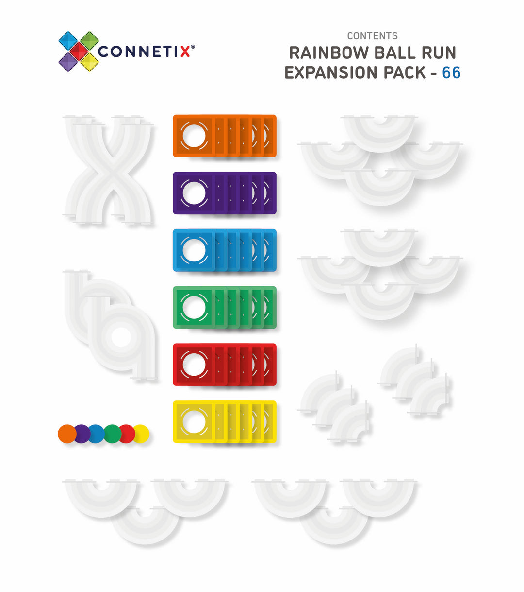 Connetix Tiles - 66 Piece Ball Run Expansion Pack