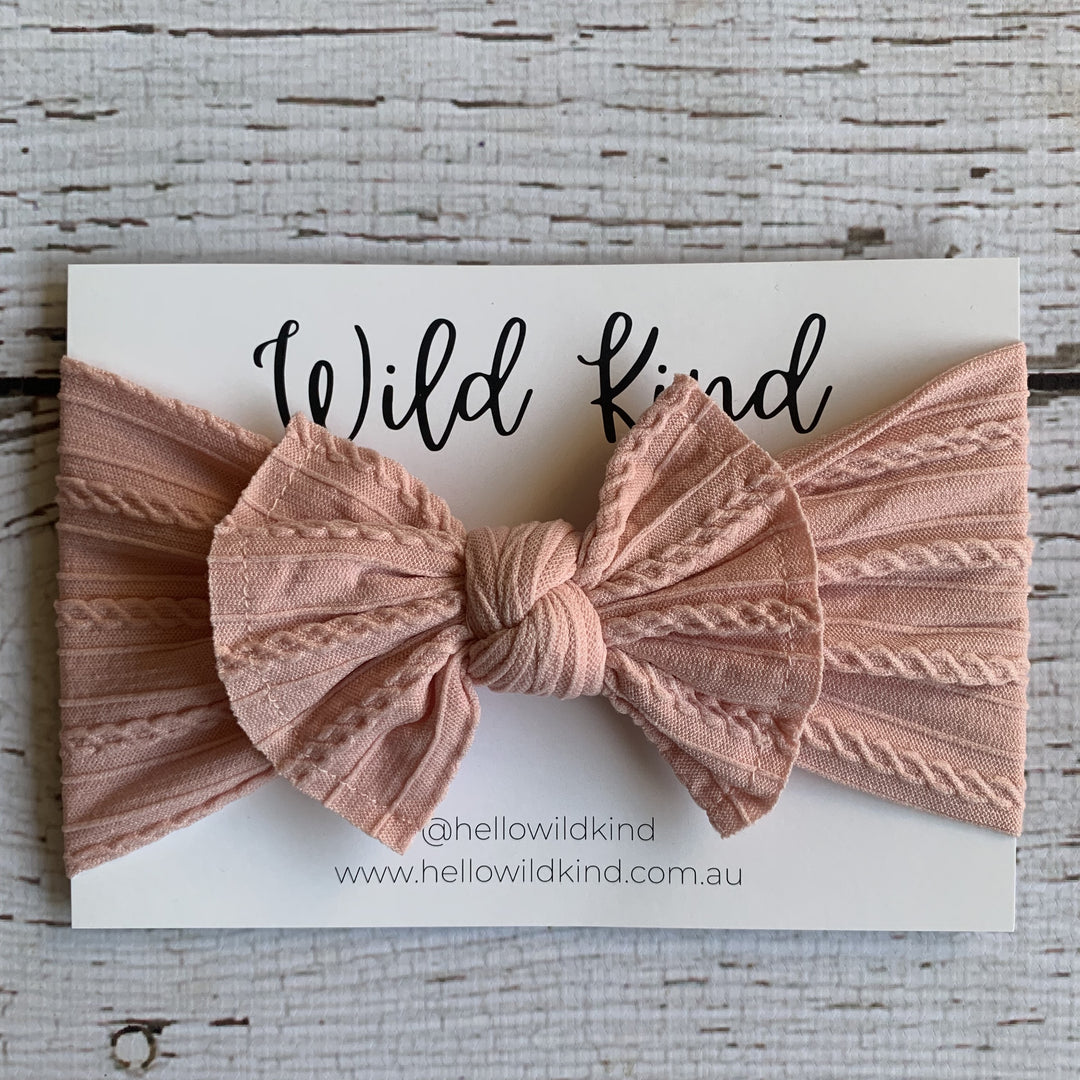 Wild Kind Ayla Wide Bow Headband - Dusty Rose