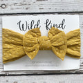 Mabel Dotty Wide Bow Headband - Mustard