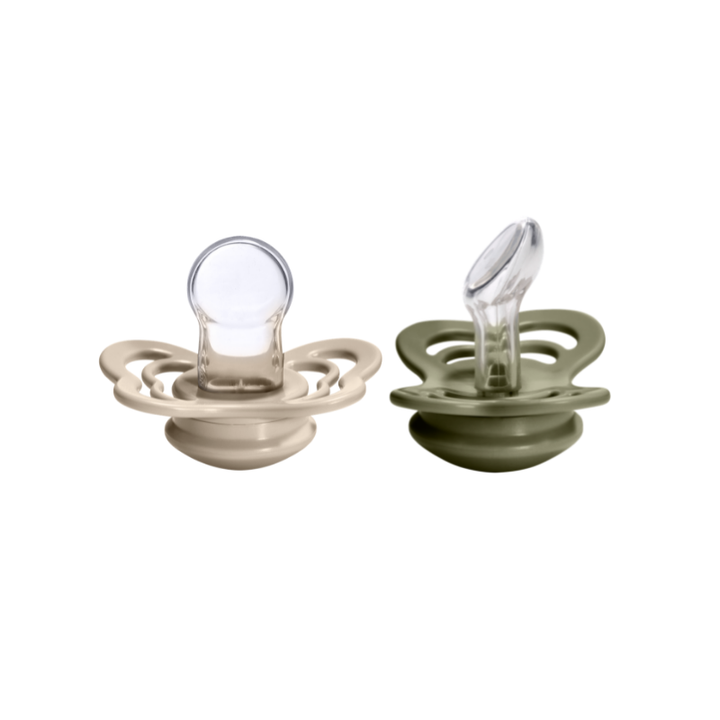 BIBS Couture Silicone Pacifier 2 Pack  - Vanilla/Olive