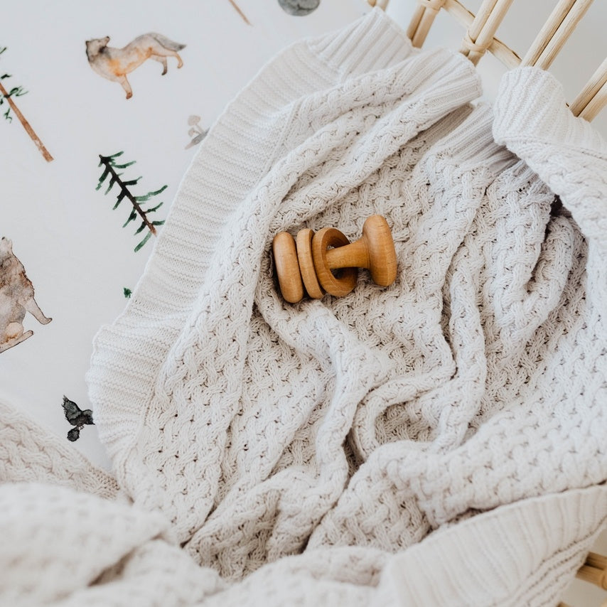 Snuggle Hunny Diamond Knit Baby Blanket - Warm Grey