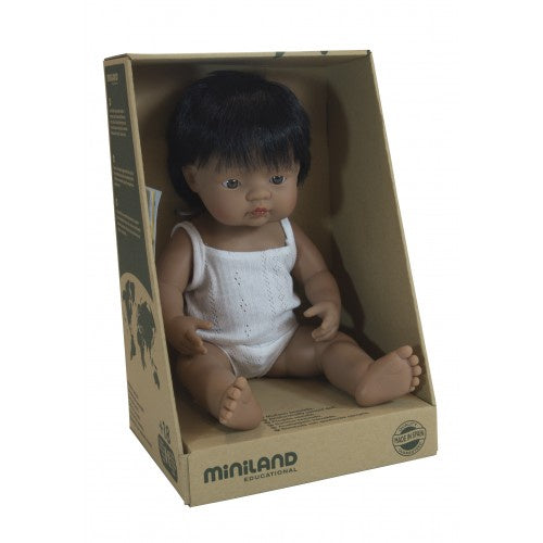 Miniland Anatomically Correct Baby Doll Hispanic Boy, 38 cm