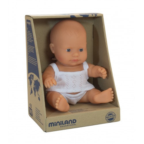 Miniland Anatomically Correct Baby Doll Caucasian Boy, 21 cm