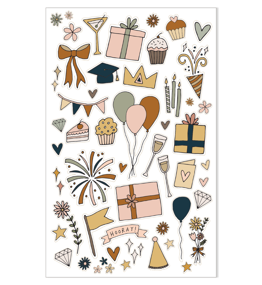 Illustrated Stickers Set | Celebrations |2 Sheets