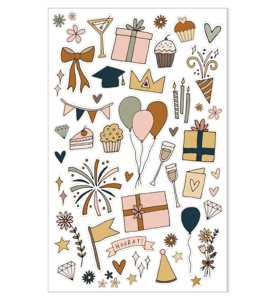 Illustrated Stickers Set | Celebrations |2 Sheets