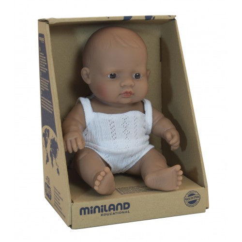 Miniland Anatomically Correct Baby Doll Hispanic Girl, 21 cm