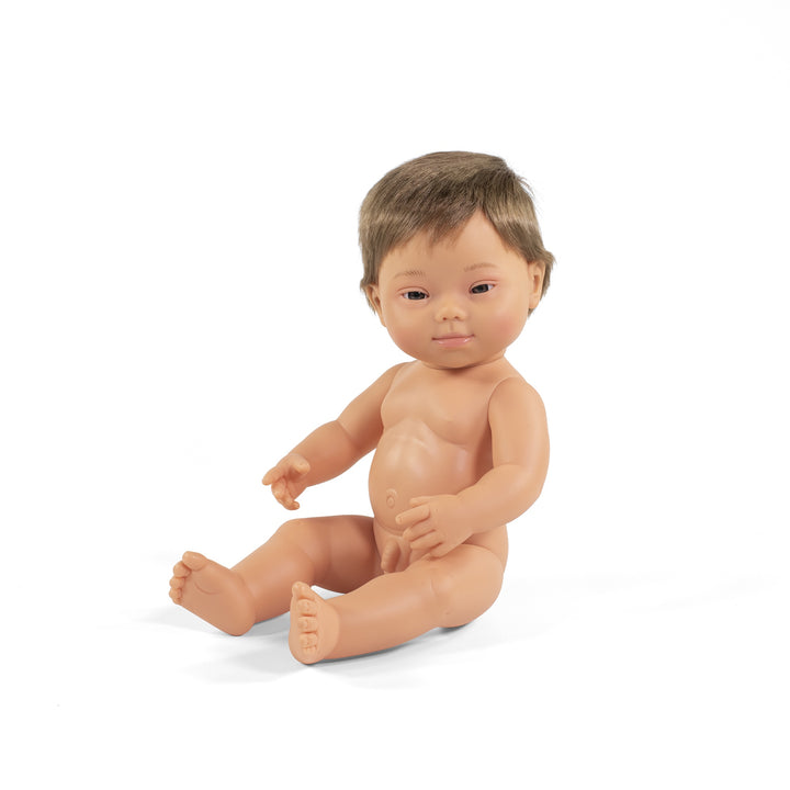 Miniland Anatomically Correct Baby Doll Caucasian Down Syndrome Boy, 38 cm