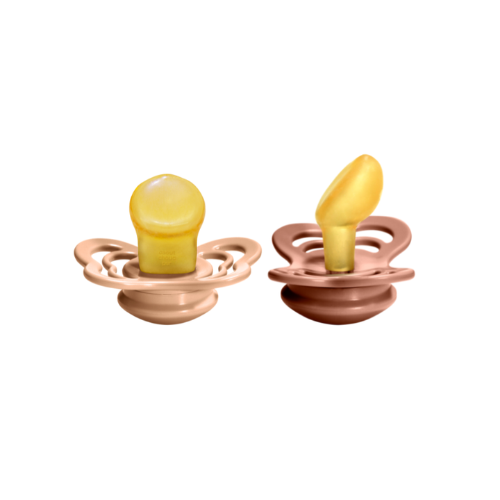 Bibs Pacifier 2 Pack Couture - Latex - Peach/Woodchuck