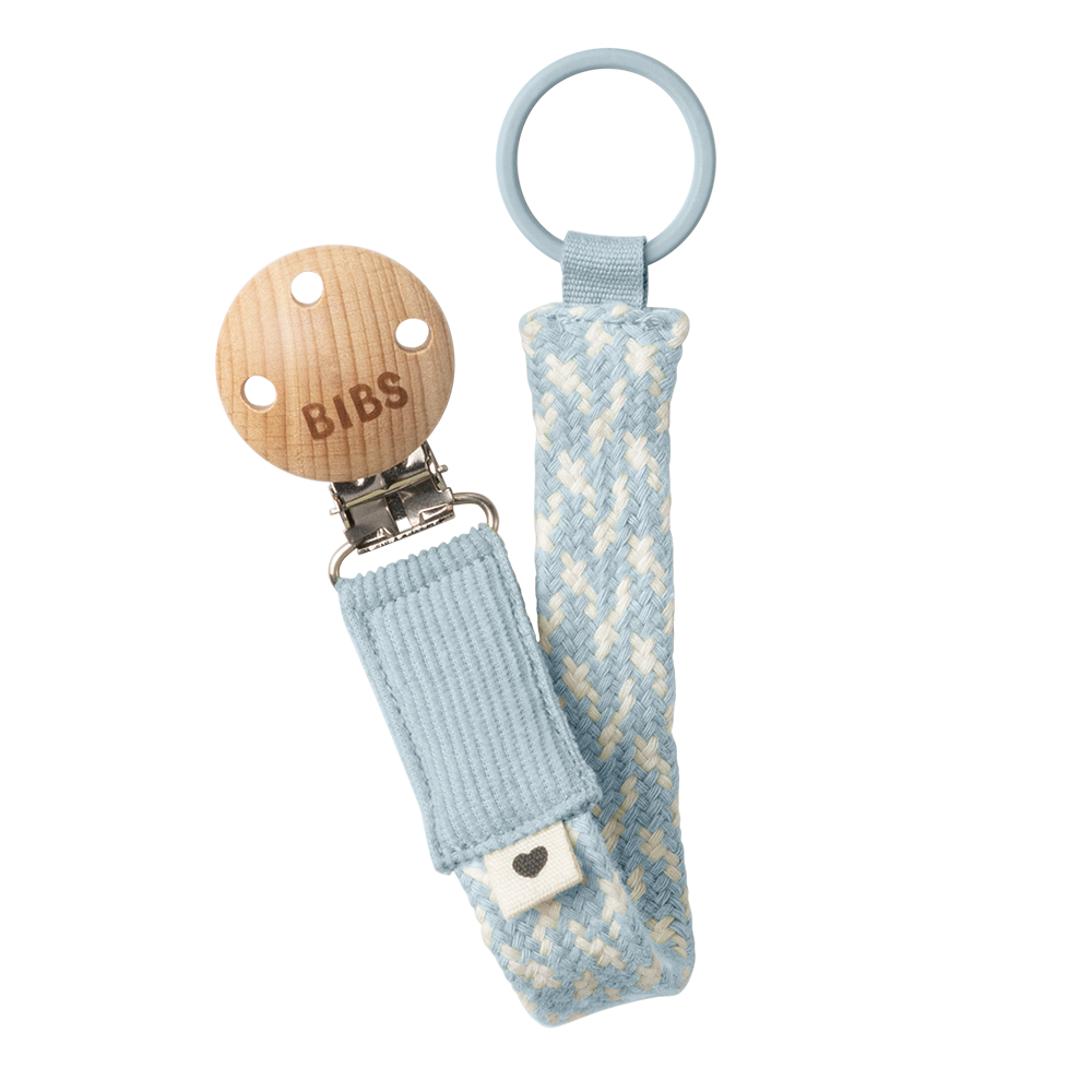 BIBS Pacifier Clip - Baby Blue/Ivory