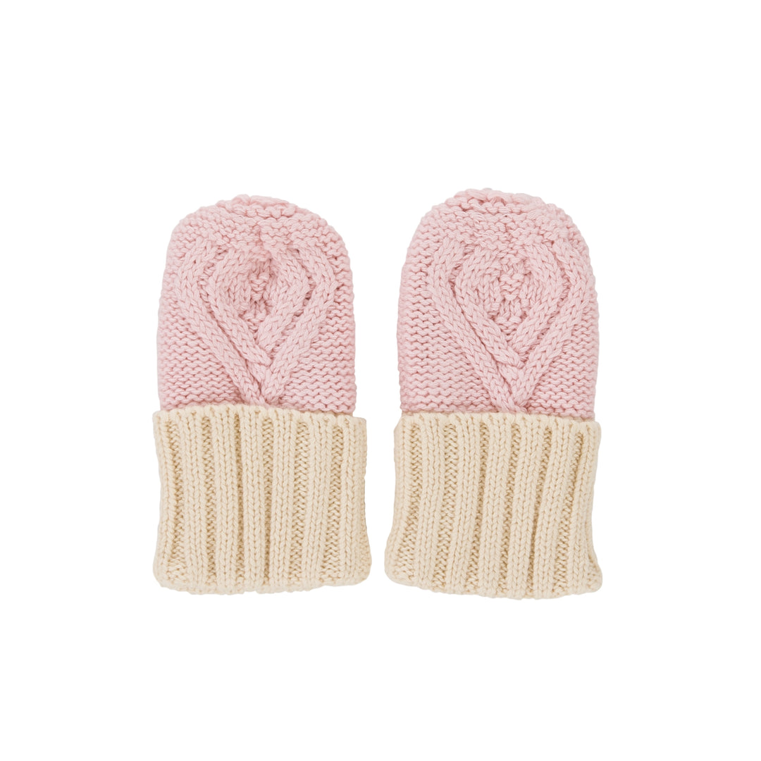 Acorn Cable Knit Mittens - Pink