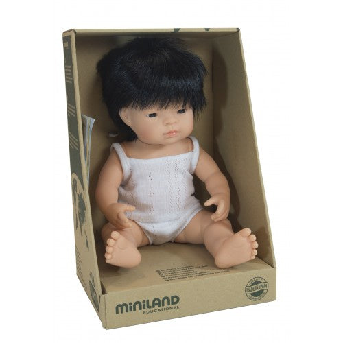 Miniland Anatomically Correct Baby Doll Asian Boy, 38 cm