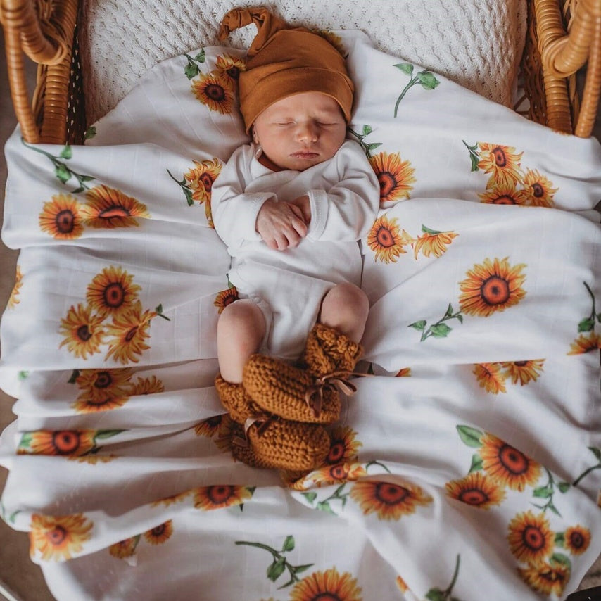 Snuggle Hunny Organic Cotton Muslin Wrap - Sunflowers