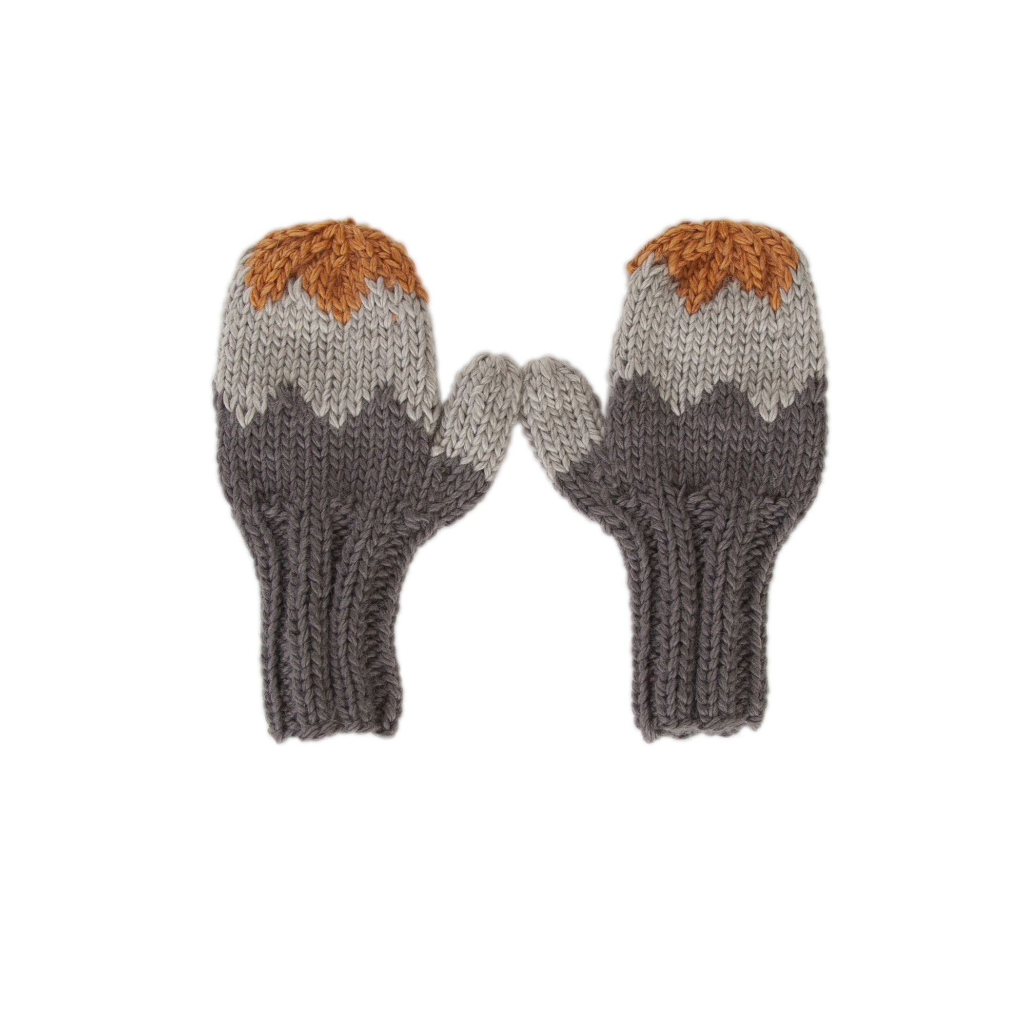 Zig Zag Mittens - Grey