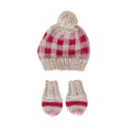 Checks Beanie and Mittens Set - Pink