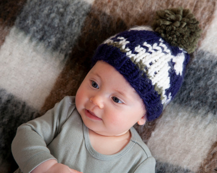 Acorn Dino Beanie - Navy & Khaki