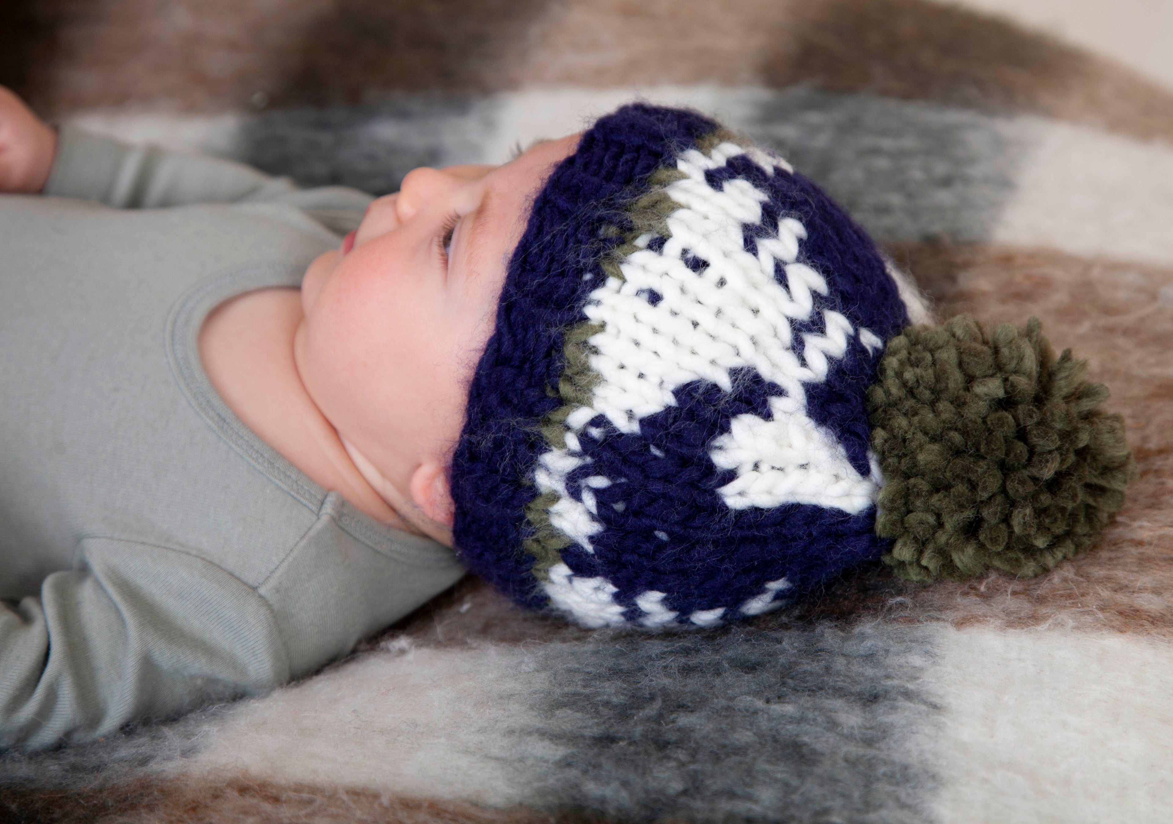 Acorn Dino Beanie - Navy & Khaki