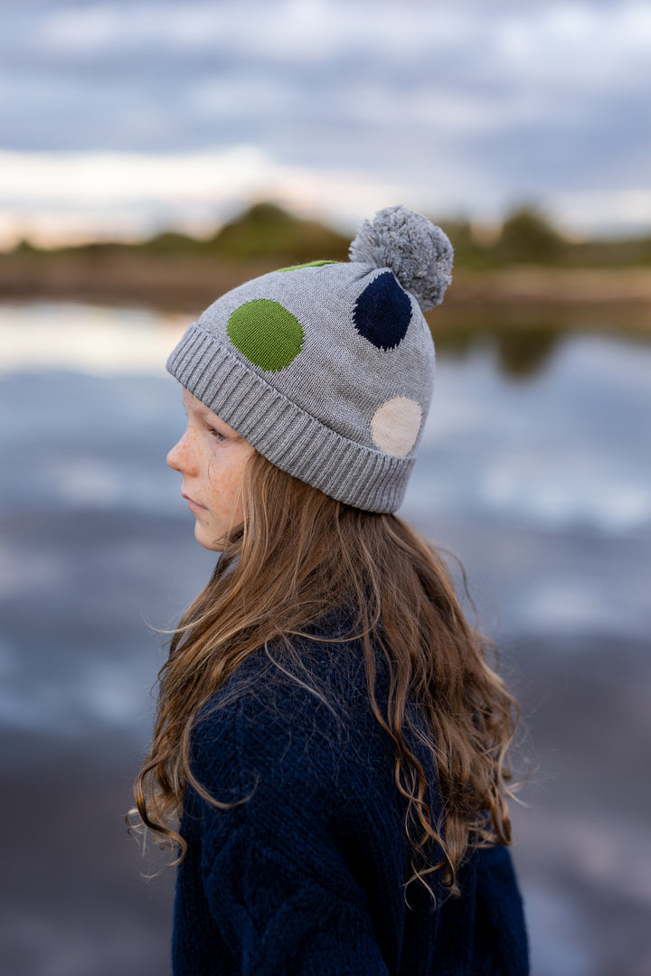 Acorn Spots Merino Beanie - Grey