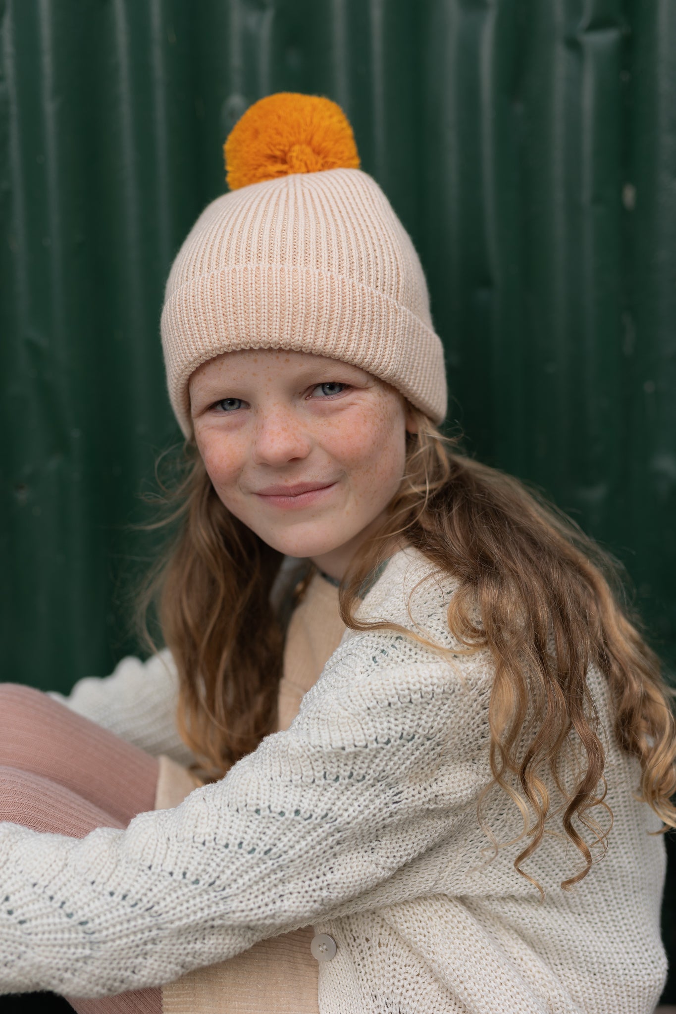 Acorn Oslo Merino Ribbed Beanie - Cream & Mustard