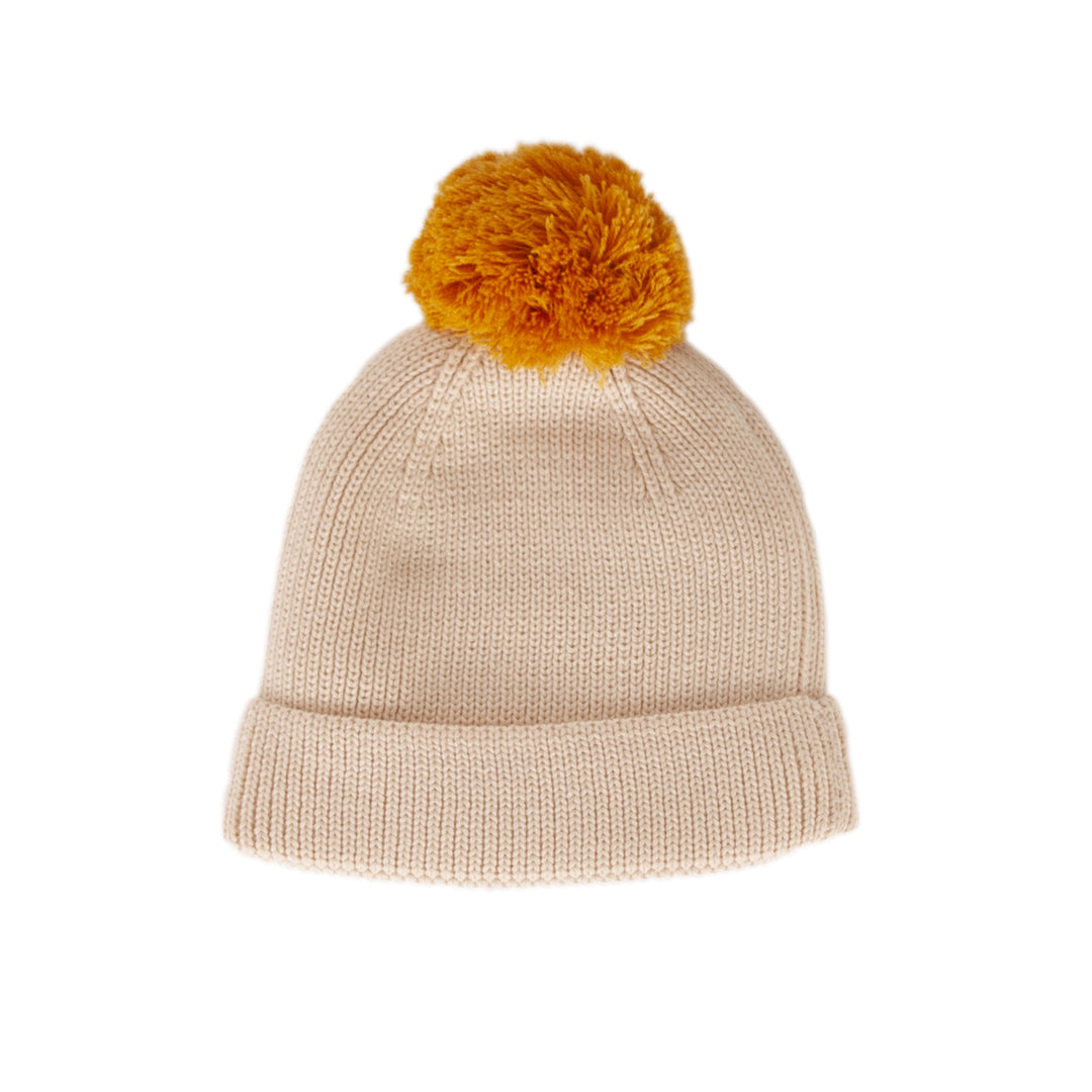 Acorn Oslo Merino Ribbed Beanie - Cream & Mustard