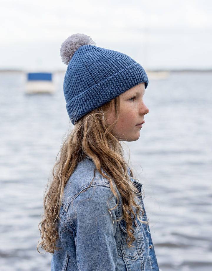 Acorn Oslo Merino Ribbed Beanie - Navy & Grey