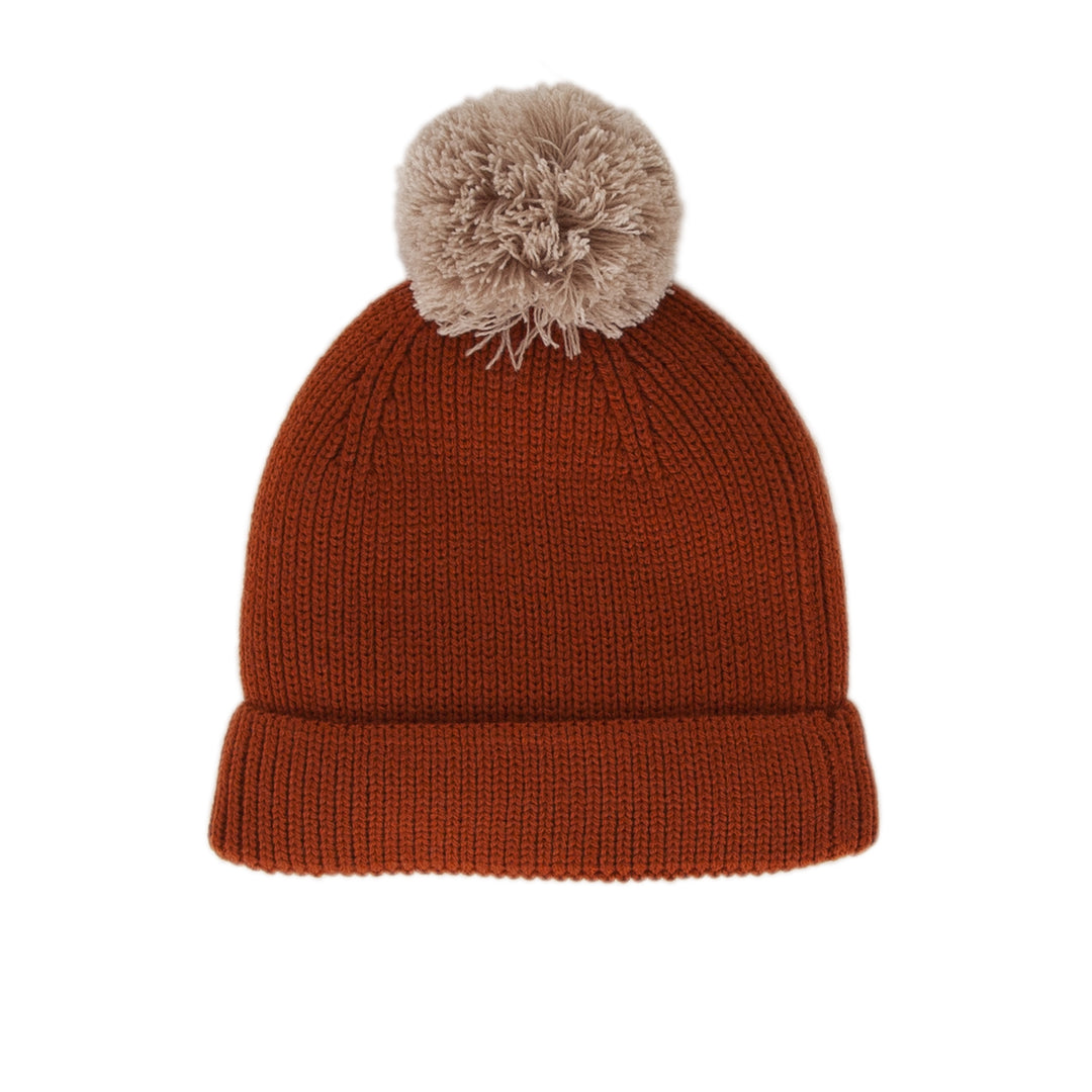 Acorn Oslo Merino Ribbed Beanie - Chestnut & Oatmeal