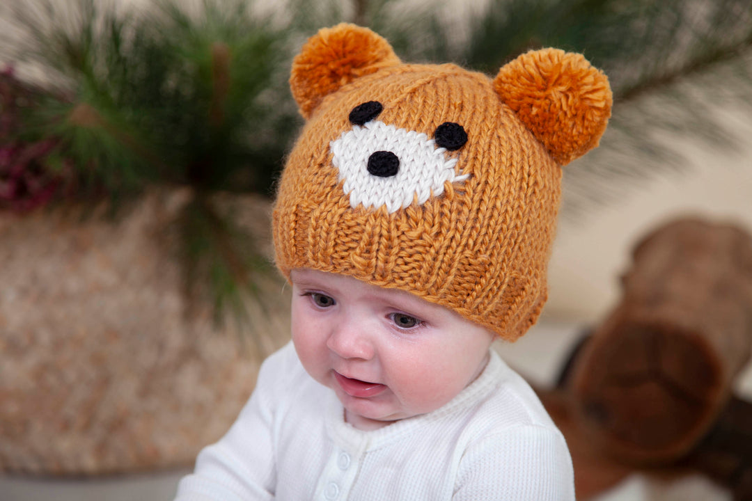 Acorn Bear Face Beanie - Caramel