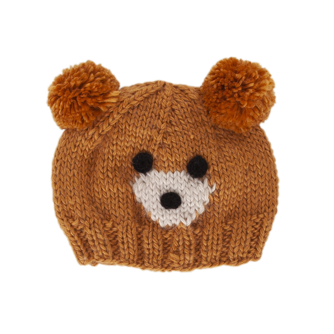 Acorn Bear Face Beanie - Caramel