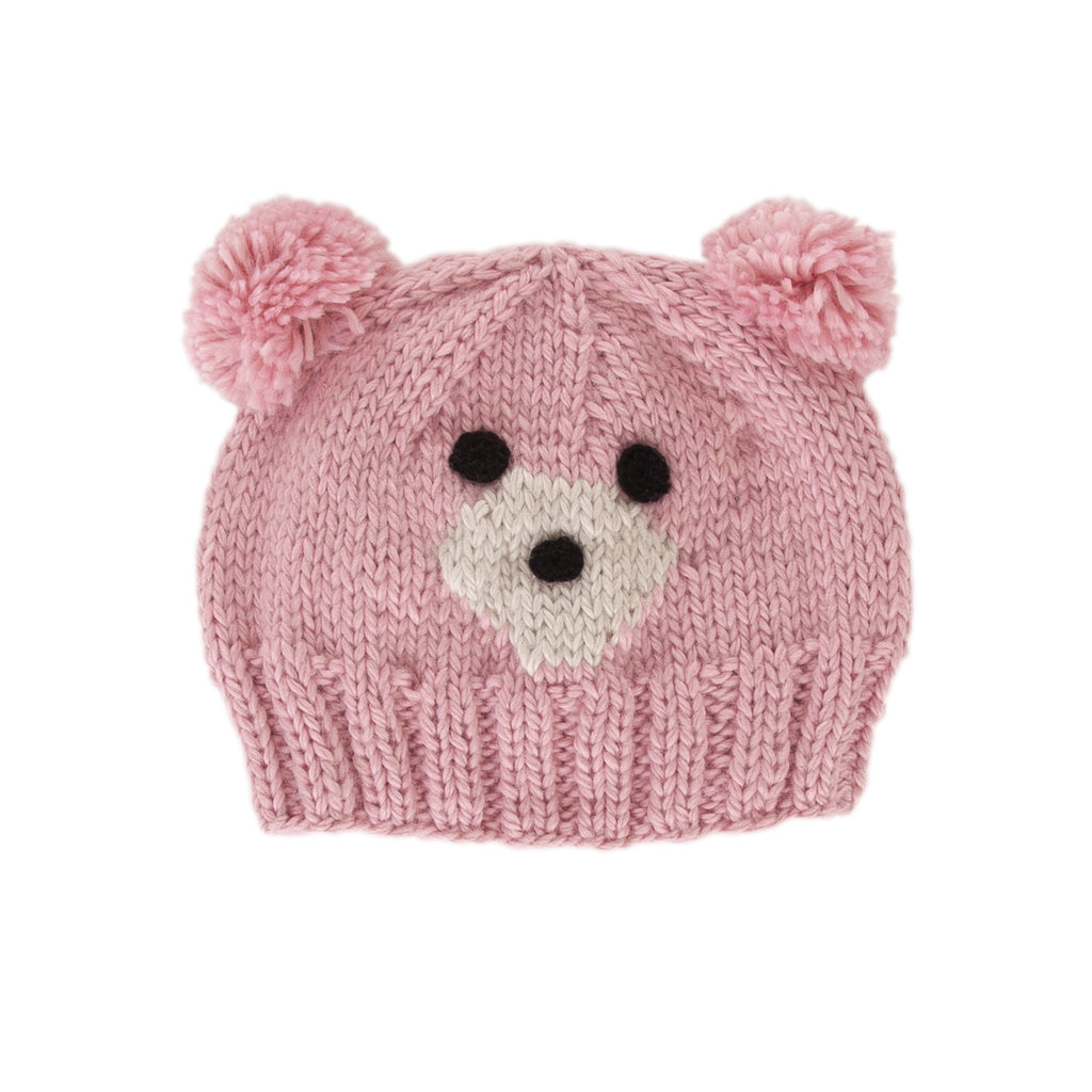 Acorn Bear Face Beanie - Pink