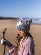 Acorn Bear Face Beanie - Grey