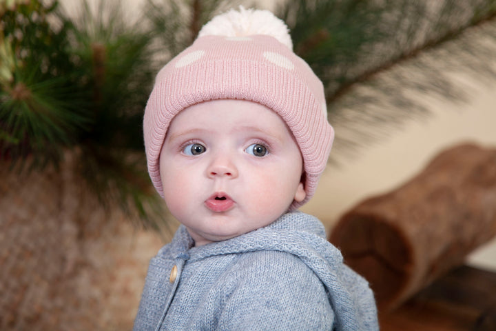 Acorn Raindrops Merino Beanie - Dusty Pink