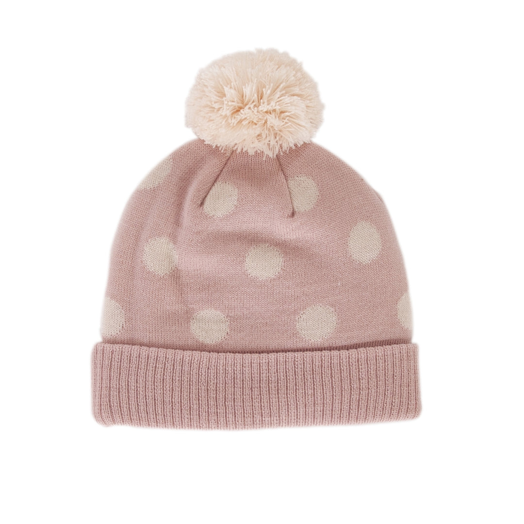 Acorn Raindrops Merino Beanie - Dusty Pink