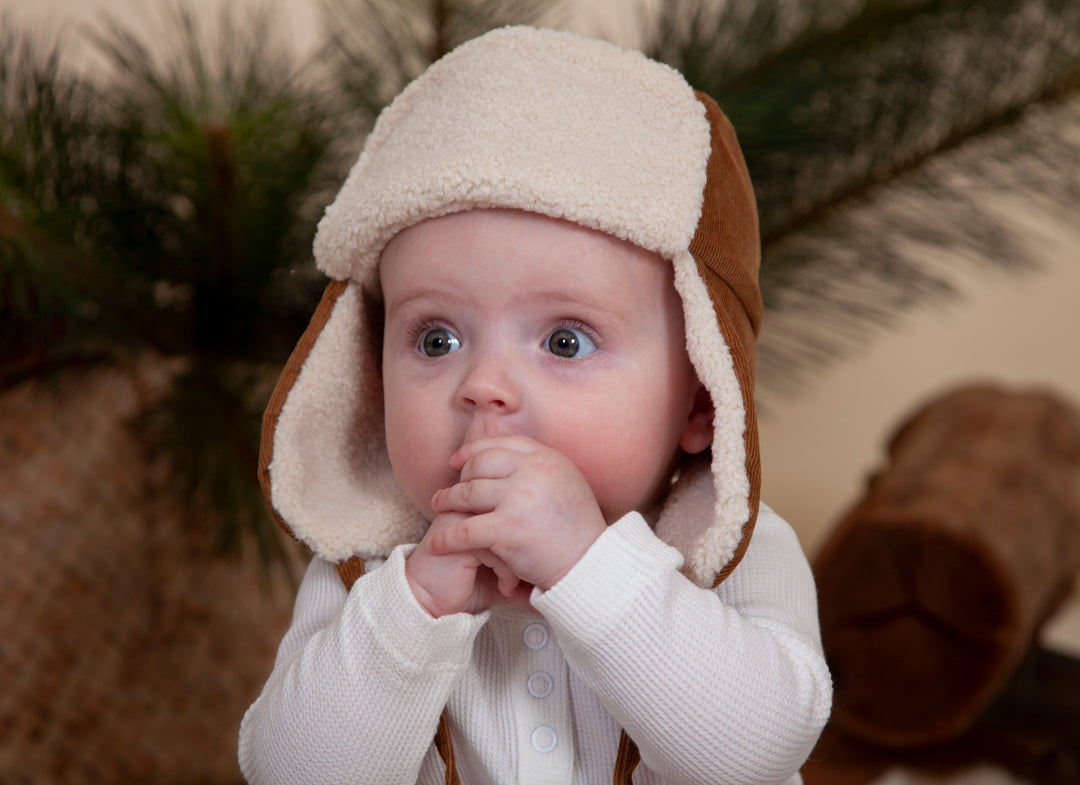 Acorn Aviator Cord Beanie - Chestnut