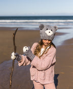 Bear Face Mittens - Grey