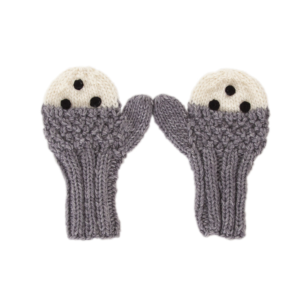Acorn Bear Face Mittens - Grey