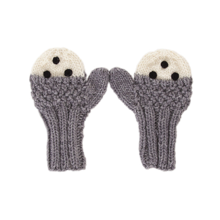 Acorn Bear Face Mittens - Grey