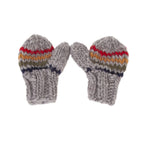 Rainbow Stripe Mittens - Grey