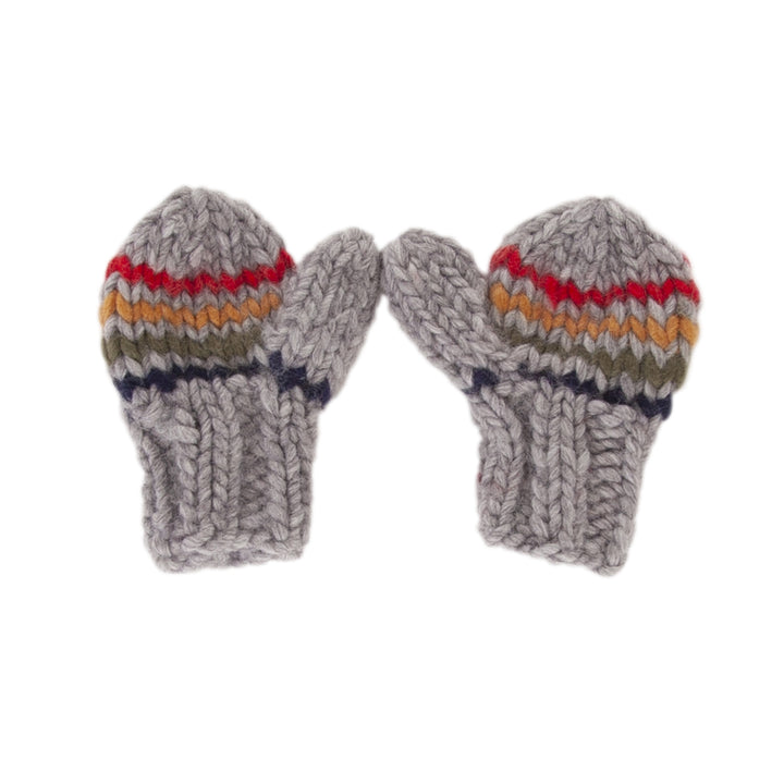 Acorn Rainbow Stripe Mittens - Grey