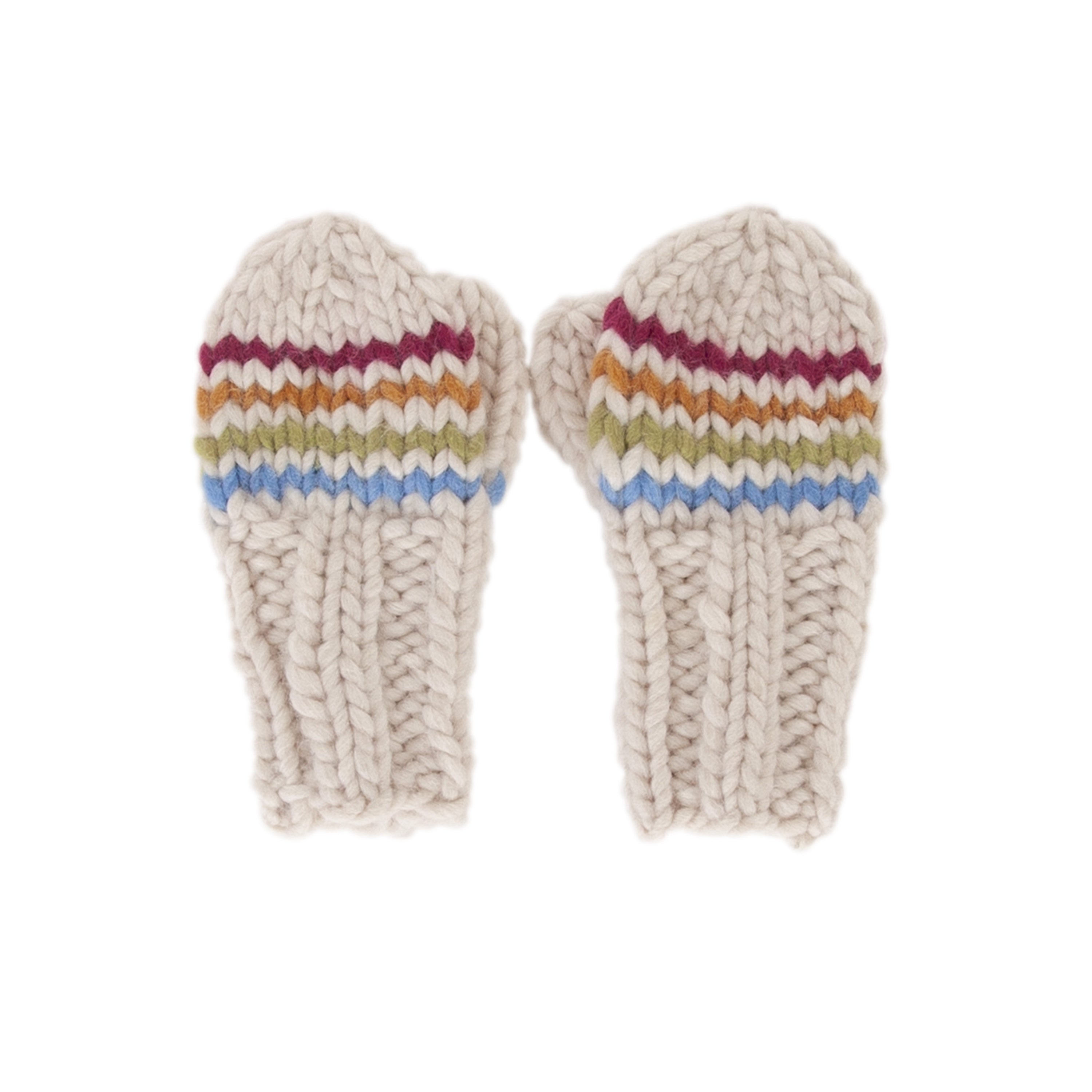 Acorn Rainbow Stripe Mittens - Natural