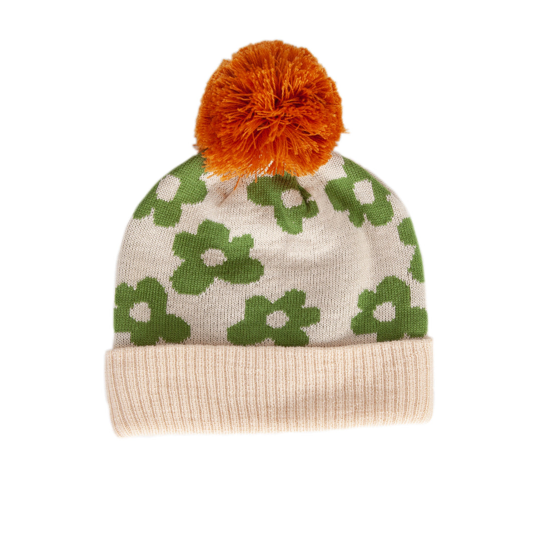 Acorn Flower Power Merino Beanie - Green