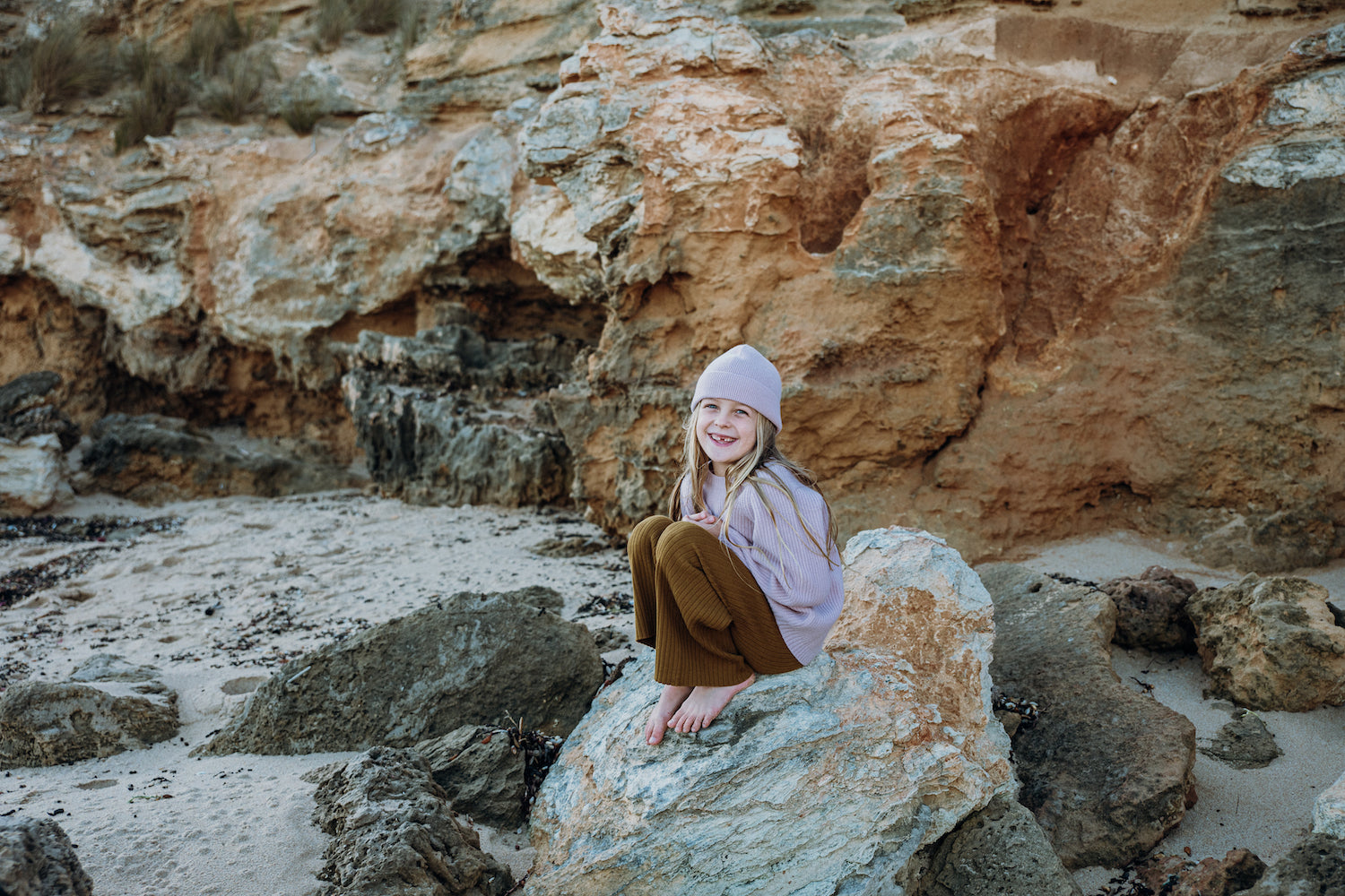 Grown Merino Rib Beanie - Blush